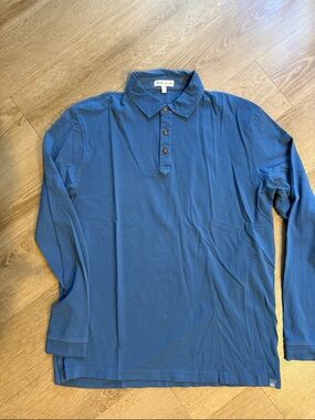 Peter Millar Deep Blue Long-Sleeve Polo